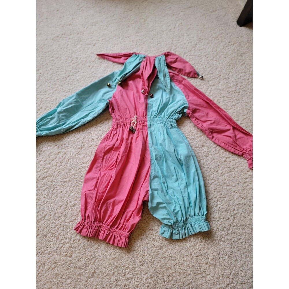 Vintage Handmade Clown Jester Halloween Costume Child Size Blue/Pink